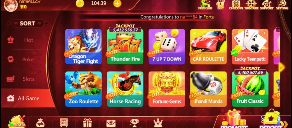 Nova Patti game lobby featuring popular casino and card games