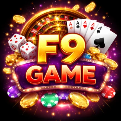 F9 Game promotional banner with casino chips, playing cards, dice, gold coins, sports ball, and 92wingo.pro website link.